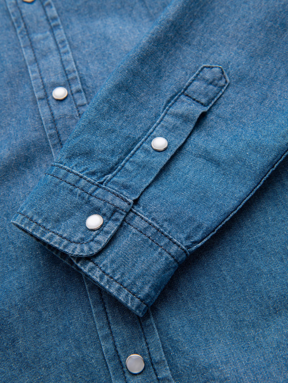 Ombre Clothing Férfi farmer ing gombokkal és zsebekkal - kék V2 OM-SHDS-0210 Ombre Clothing