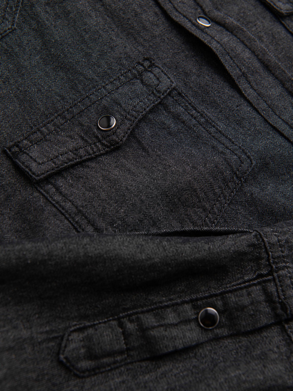 Ombre Clothing Férfi farmer ing gombokkal és zsebekkal - fekete V3 OM-SHDS-0210 Ombre Clothing