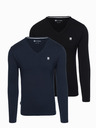 Ombre Clothing Férfi hosszú ujjú SLIM FIT szett V-nyakkivágással és logóval 2-csomag - sötétkék/fekete vegyes V3 Z103 Ombre Clothing