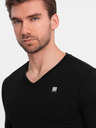 Ombre Clothing Férfi hosszú ujjú SLIM FIT szett V-nyakkivágással és logóval 2-csomag - sötétkék/fekete vegyes V3 Z103 Ombre Clothing