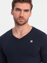 Ombre Clothing Férfi hosszú ujjú SLIM FIT szett V-nyakkivágással és logóval 2-csomag - sötétkék/fekete vegyes V3 Z103 Ombre Clothing