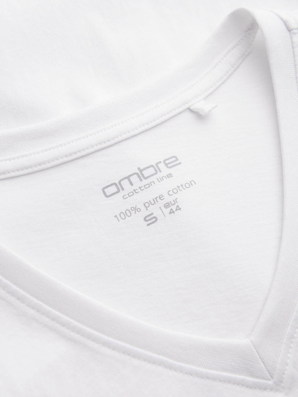 Ombre Clothing Férfi klasszikus pamut BASIC póló V-nyakkivágással - fehér V4 OM-TSBS-0145 Ombre Clothing