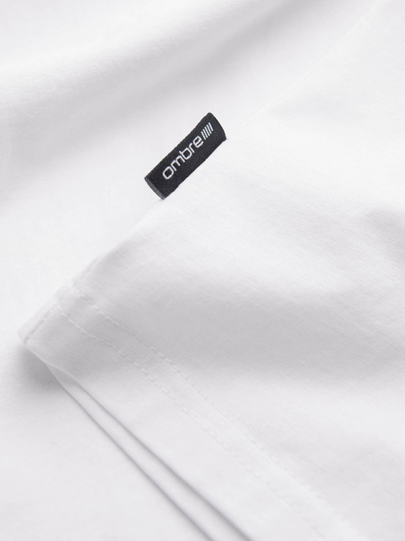 Ombre Clothing Férfi klasszikus pamut BASIC póló V-nyakkivágással - fehér V4 OM-TSBS-0145 Ombre Clothing