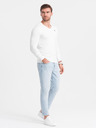 Ombre Clothing Férfi SLIM FIT szett hosszú ujjal, V-nyakkivágással és logóval 2-csomag - 2x fehér V4 Z103 Ombre Clothing