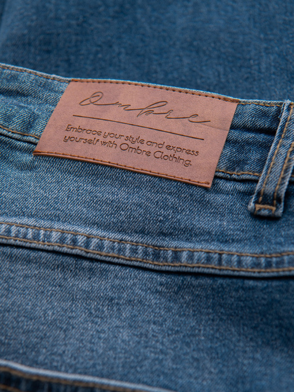 Ombre Clothing Férfi SLIM FIT farmernadrág koptatott részletekkel - sötétkék V2 OM-PADP-0255 Ombre Clothing