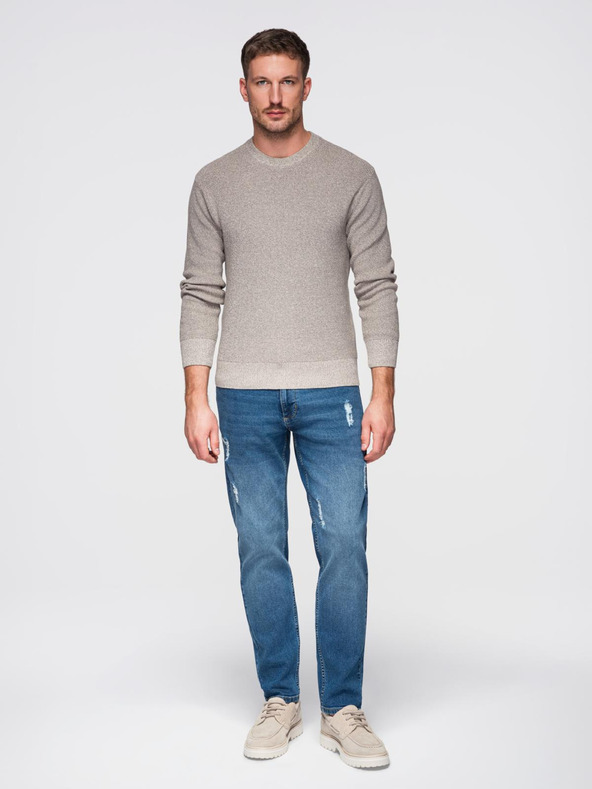 Ombre Clothing Férfi SLIM FIT farmernadrág koptatott részletekkel - sötétkék V2 OM-PADP-0255 Ombre Clothing