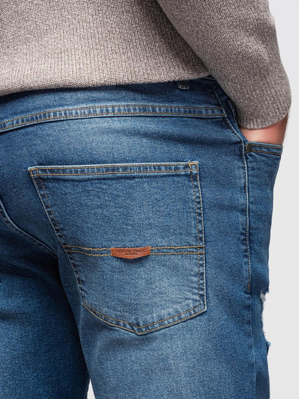 Ombre Clothing Férfi SLIM FIT farmernadrág koptatott részletekkel - sötétkék V2 OM-PADP-0255 Ombre Clothing