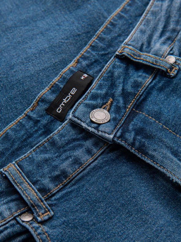 Ombre Clothing Férfi SLIM FIT farmernadrág koptatott részletekkel - sötétkék V2 OM-PADP-0255 Ombre Clothing