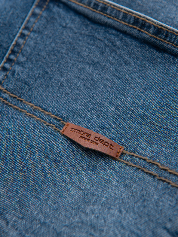 Ombre Clothing Férfi SLIM FIT farmernadrág koptatott részletekkel - sötétkék V2 OM-PADP-0255 Ombre Clothing