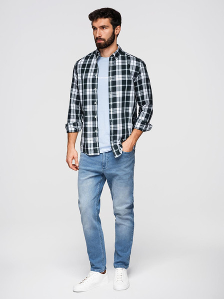 Ombre Clothing Férfi CARROT farmernadrág koptatott részletekkel - világoskék V1 OM-PADP-0253 Ombre Clothing