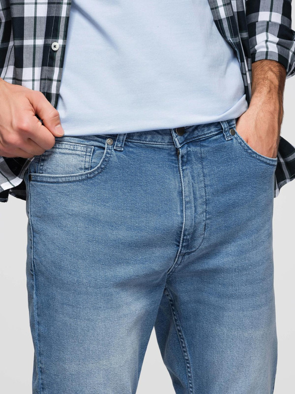 Ombre Clothing Férfi CARROT farmernadrág koptatott részletekkel - világoskék V1 OM-PADP-0253 Ombre Clothing