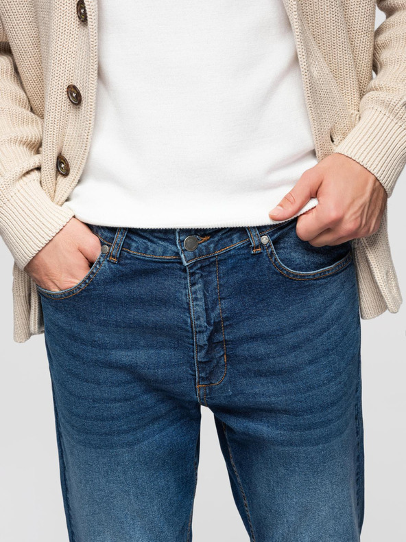 Ombre Clothing Férfi CARROT farmernadrág koptatott részletekkel - kék V2 OM-PADP-0253 Ombre Clothing