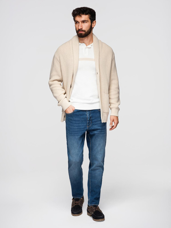 Ombre Clothing Férfi CARROT farmernadrág koptatott részletekkel - kék V2 OM-PADP-0253 Ombre Clothing