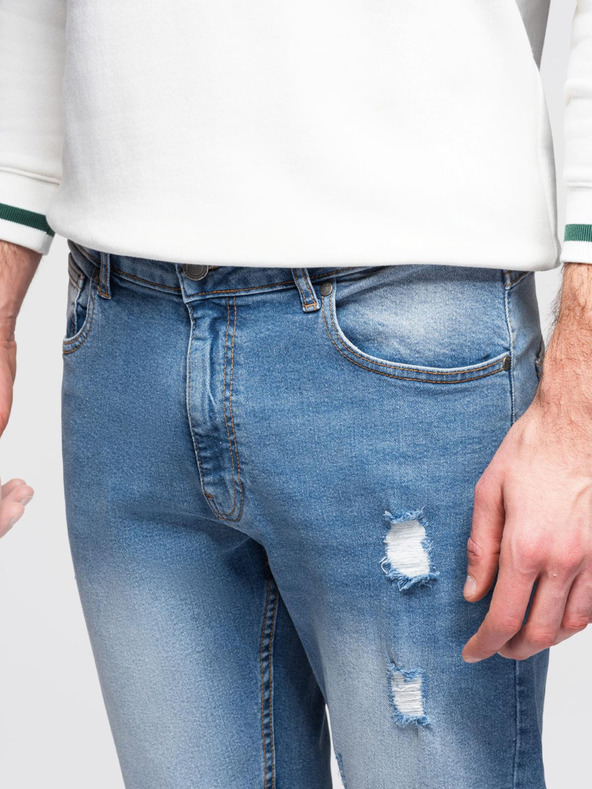 Ombre Clothing Férfi REGULAR FIT farmernadrág koptatott részletekkel - világoskék V1 OM-PADP-0254 Ombre Clothing