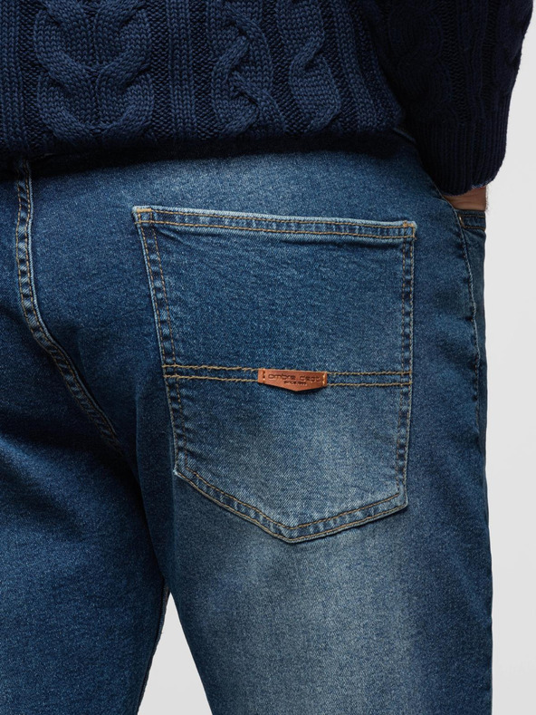 Ombre Clothing Férfi REGULAR FIT farmernadrág koptatott részletekkel - sötétkék V2 OM-PADP-0254 Ombre Clothing