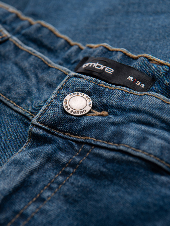 Ombre Clothing Férfi REGULAR FIT farmernadrág koptatott részletekkel - sötétkék V2 OM-PADP-0254 Ombre Clothing