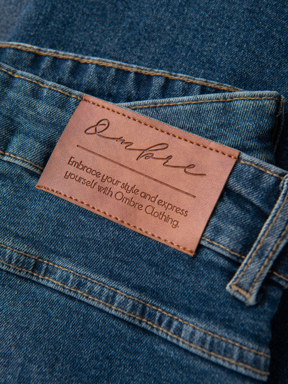 Ombre Clothing Férfi REGULAR FIT farmernadrág koptatott részletekkel - sötétkék V2 OM-PADP-0254 Ombre Clothing