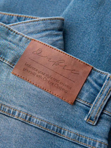 Ombre Clothing Férfi SLIM FIT farmernadrág koptatott részletekkel - világoskék V1 OM-PADP-0255 Ombre Clothing