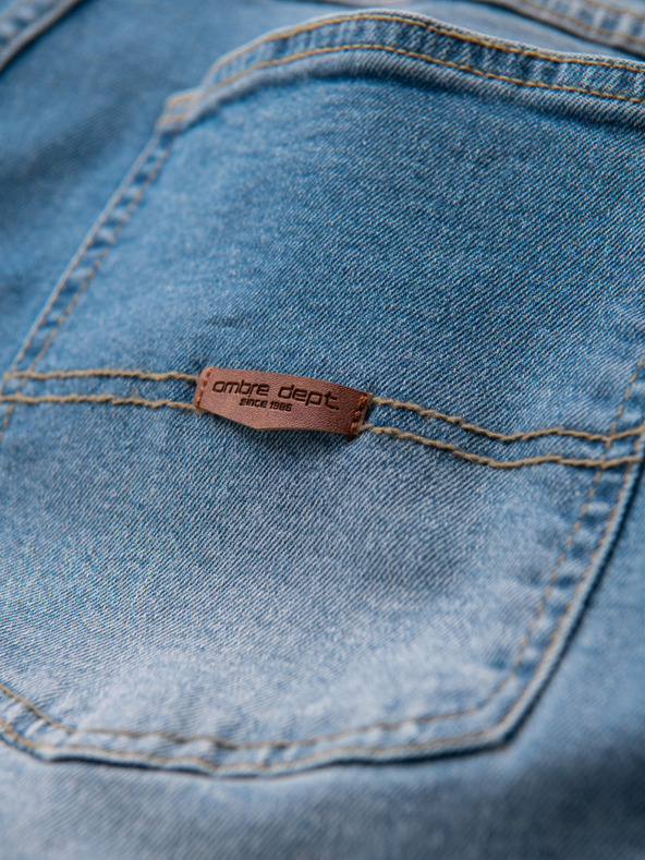 Ombre Clothing Férfi SLIM FIT farmernadrág koptatott részletekkel - világoskék V1 OM-PADP-0255 Ombre Clothing