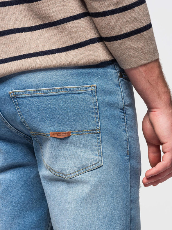 Ombre Clothing Férfi SLIM FIT farmernadrág koptatott részletekkel - világoskék V1 OM-PADP-0255 Ombre Clothing