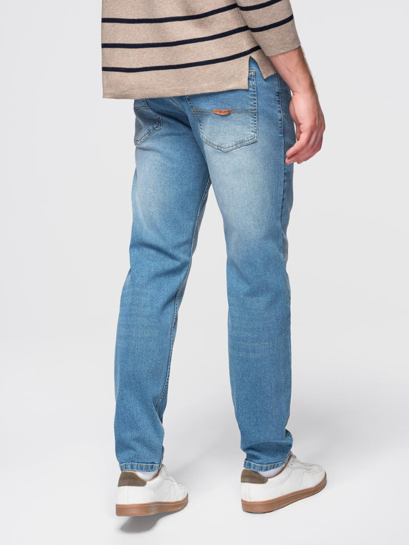 Ombre Clothing Férfi SLIM FIT farmernadrág koptatott részletekkel - világoskék V1 OM-PADP-0255 Ombre Clothing