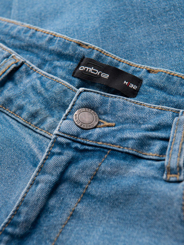 Ombre Clothing Férfi SLIM FIT farmernadrág koptatott részletekkel - világoskék V1 OM-PADP-0255 Ombre Clothing