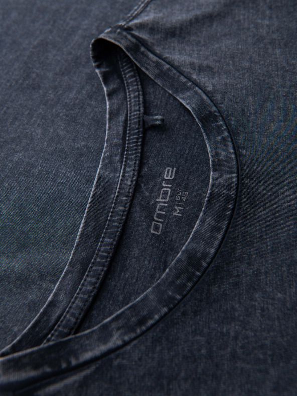 Ombre Clothing Férfi póló mosott hatással - sötét kék V2 OM-TSWT-0116 Ombre Clothing