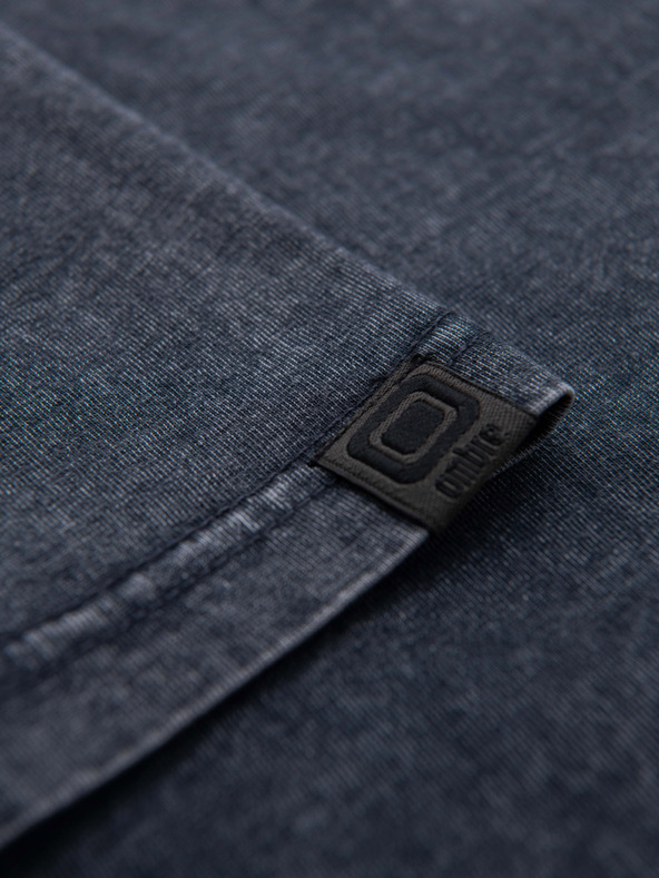 Ombre Clothing Férfi póló mosott hatással - sötét kék V2 OM-TSWT-0116 Ombre Clothing