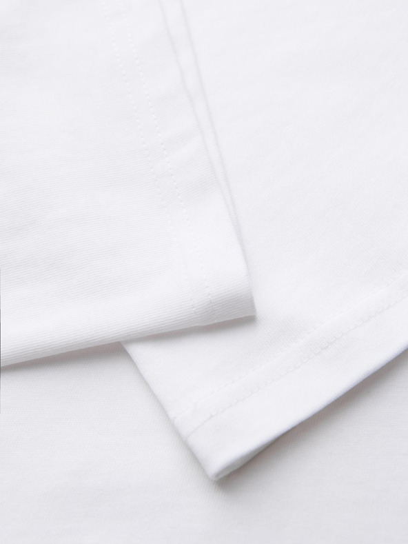 Ombre Clothing Férfi pamut póló ékszer applikációval a mellén - krémfehér V2 OM-TSCT-0290 Ombre Clothing