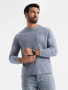 Ombre Clothing Férfi pamut hosszú ujjak gofri szövettel és zsebekkal - kék denim V8 OM-LSCL-0109 Ombre Clothing