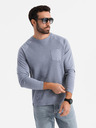 Ombre Clothing Férfi pamut hosszú ujjak gofri szövettel és zsebekkal - kék denim V8 OM-LSCL-0109 Ombre Clothing