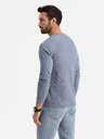 Ombre Clothing Férfi pamut hosszú ujjak gofri szövettel és zsebekkal - kék denim V8 OM-LSCL-0109 Ombre Clothing