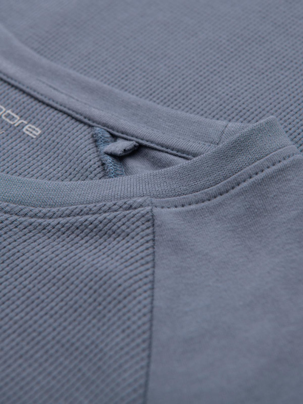 Ombre Clothing Férfi pamut hosszú ujjak gofri szövettel és zsebekkal - kék denim V8 OM-LSCL-0109 Ombre Clothing