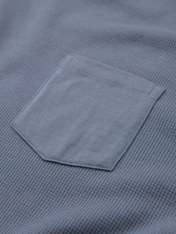 Ombre Clothing Férfi pamut hosszú ujjak gofri szövettel és zsebekkal - kék denim V8 OM-LSCL-0109 Ombre Clothing