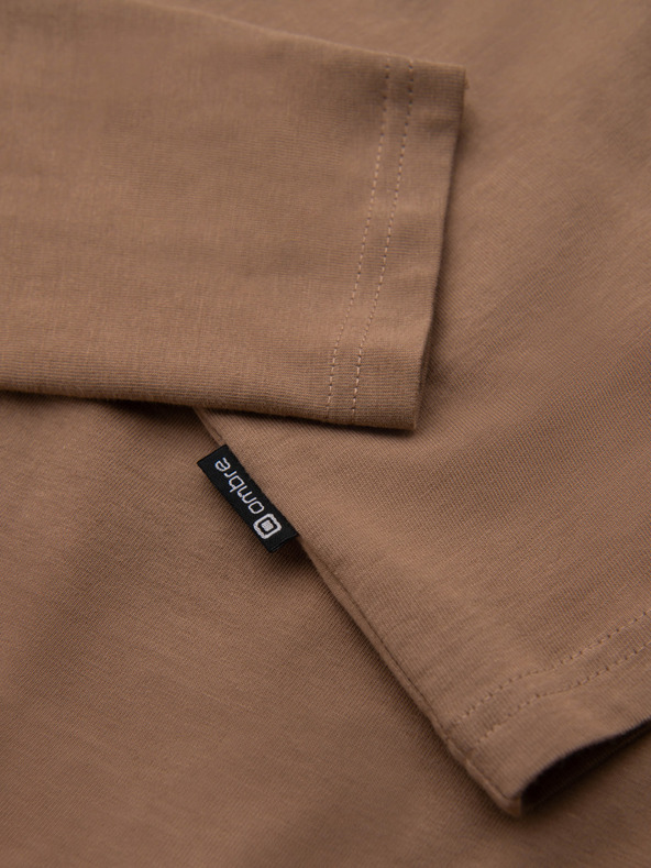 Ombre Clothing Férfi póló városi nyomattal és hosszú ujjal - világos barna V1 OM-LSPT-0131 Ombre Clothing