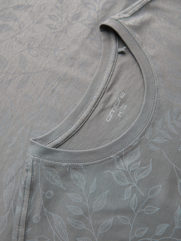 Ombre Clothing Férfi pamut póló virágmintás nyomattal - szürke V3 OM-TSFP-0262 Ombre Clothing