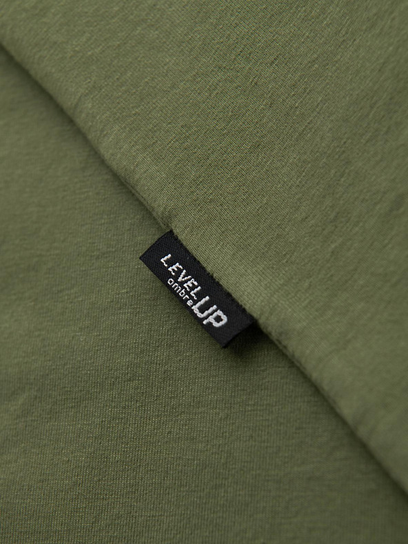 Ombre Clothing Férfi pamut LOOSE FIT póló kerek nyakkivágással - sötét oliva V8 OM-TSBC-0267 Ombre Clothing