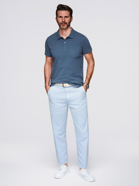 Ombre Clothing Férfi polo póló díszítő gombokkal - sötét kék V8 S1744 Ombre Clothing