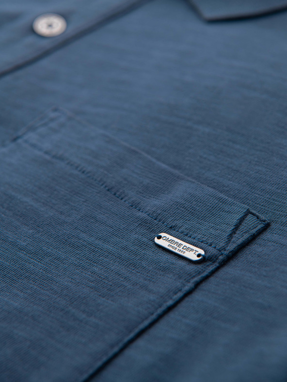 Ombre Clothing Férfi polo póló díszítő gombokkal - sötét kék V8 S1744 Ombre Clothing