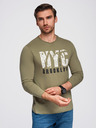 Ombre Clothing Férfi póló városi nyomattal és hosszú ujjal - oliva V1 OM-LSPT-0131 Ombre Clothing