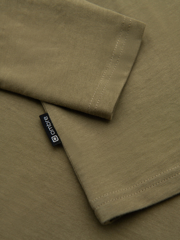 Ombre Clothing Férfi póló városi nyomattal és hosszú ujjal - oliva V1 OM-LSPT-0131 Ombre Clothing