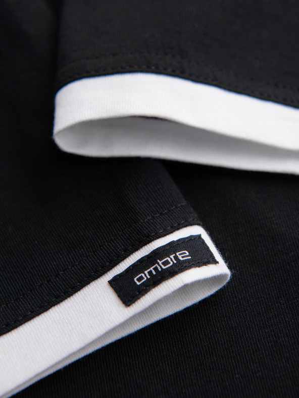 Ombre Clothing Férfi pamut kapucnis póló - fekete V9 OM-TSCT-0256 Ombre Clothing