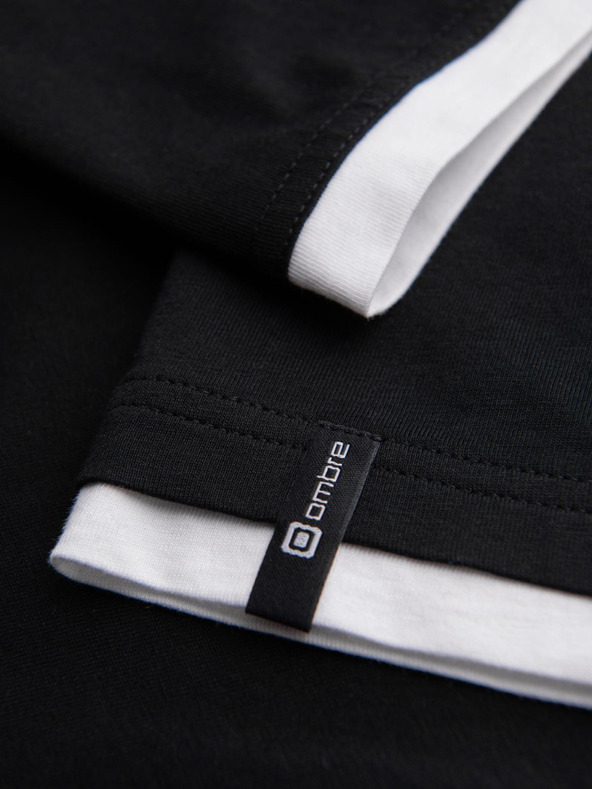 Ombre Clothing Férfi pamut kapucnis póló - fekete V9 OM-TSCT-0256 Ombre Clothing