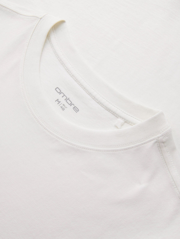 Ombre Clothing Férfi pamut hosszú ujjú póló kerek nyakkivágással - fehér V3 OM-LSPT-0136 Ombre Clothing