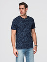 Ombre Clothing Férfi pamut póló virágmintás nyomattal - sötét kék V4 OM-TSFP-0262 Ombre Clothing