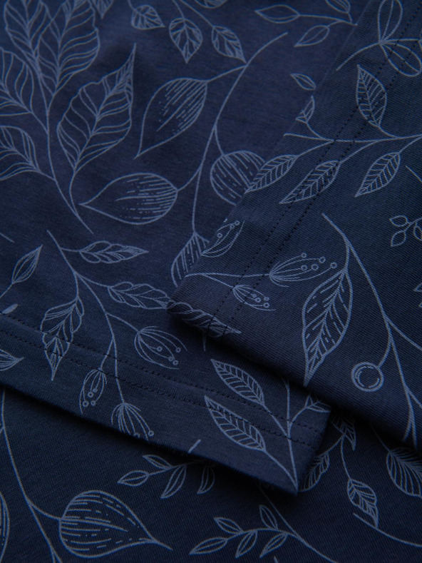 Ombre Clothing Férfi pamut póló virágmintás nyomattal - sötét kék V4 OM-TSFP-0262 Ombre Clothing