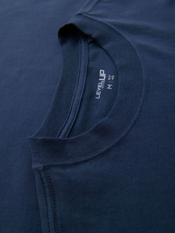 Ombre Clothing Férfi pamut LOOSE FIT póló kerek nyakkivágással - sötét kék V9 OM-TSBC-0267 Ombre Clothing