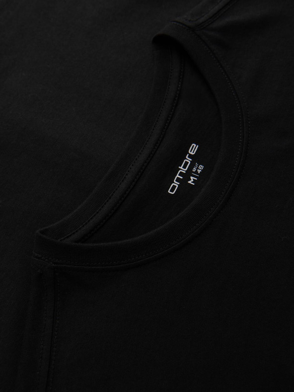 Ombre Clothing Férfi póló mellnyomtatással - fekete V1 OM-TSPT-0248 Ombre Clothing