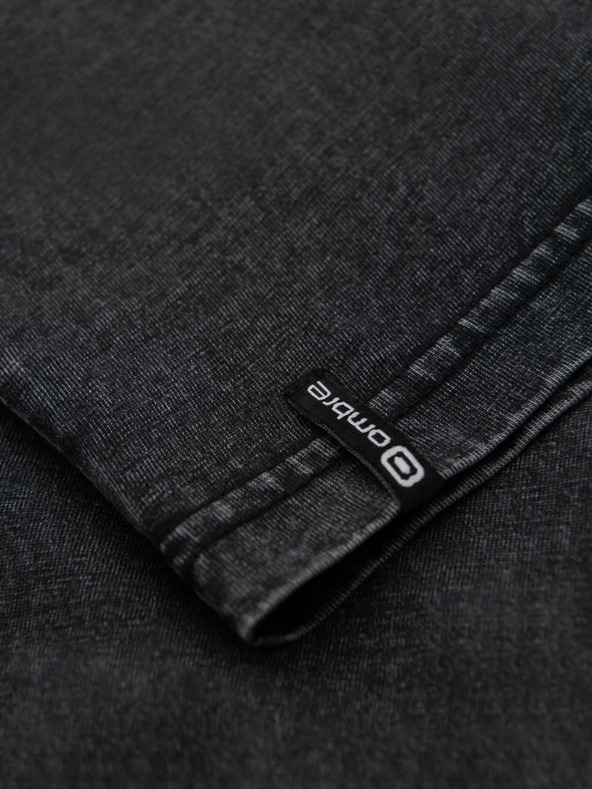 Ombre Clothing Férfi póló mosott hatással és gombokkal a nyakkivágásnál - fekete V1 OM-TSWT-0150 Ombre Clothing