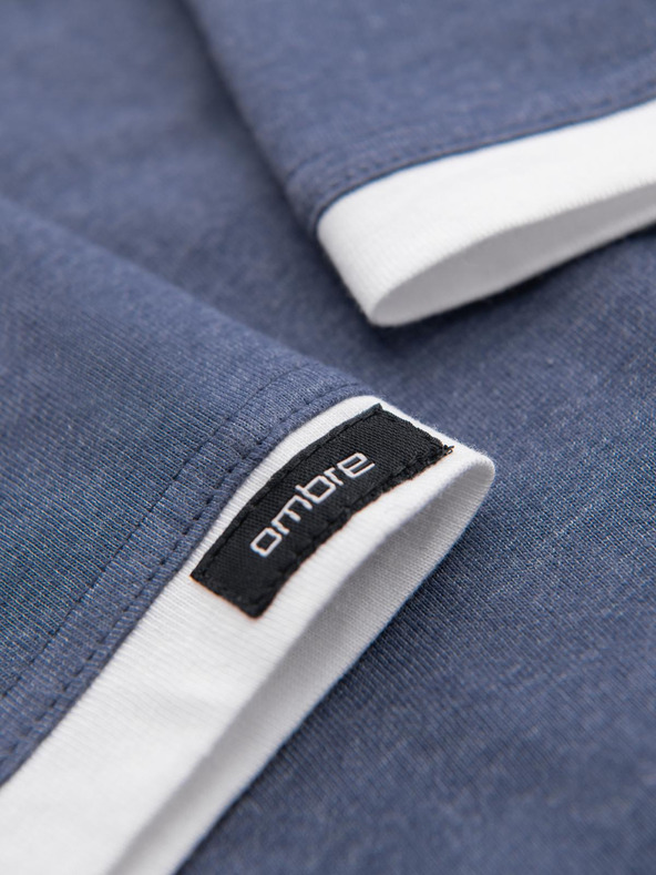 Ombre Clothing Férfi pamut kapucnis póló - sötét kék melanzs V12 OM-TSCT-0256 Ombre Clothing